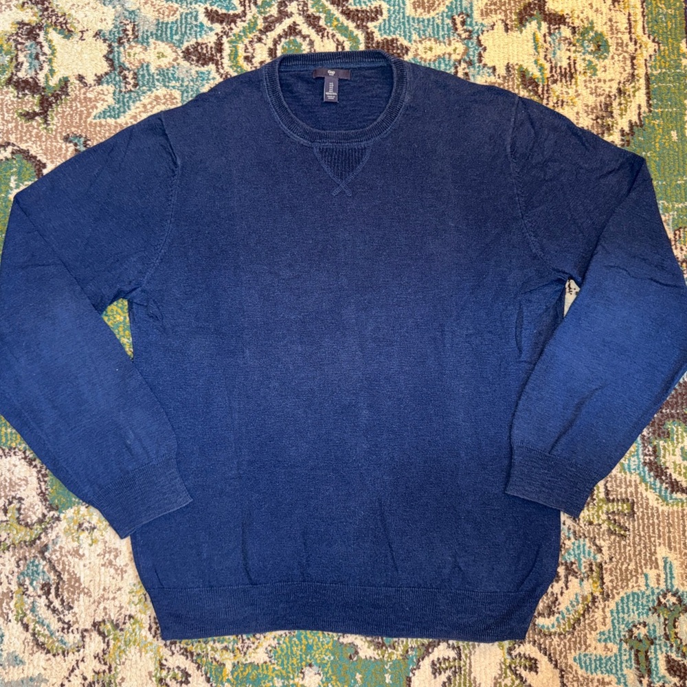 GAP Factory Men's Cotton Crewneck Sweater Navy Blue Large